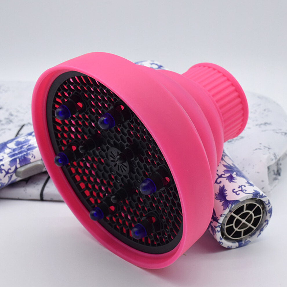 Space-Saving Silicone Hair Dryer Diffuser in Rose Red for Easy Travel