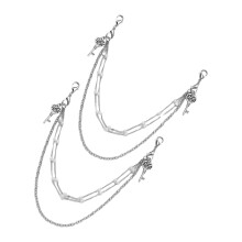 Adjustable Pearls Rhinestones Shoe Charm-Silver key shoe chai