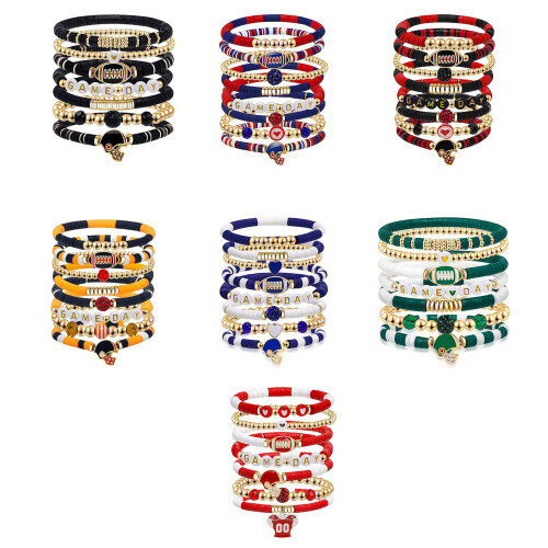 Football Inspired Stackable Wristband Lightweight Soft Clay-6 1