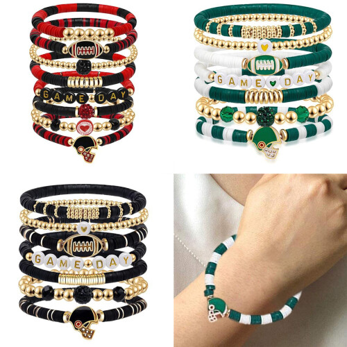 Football Inspired Stackable Wristband Lightweight Soft Clay-6 2