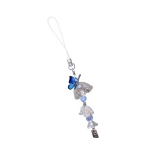 Dreamy Blue Beaded Phone Lanyard Lightweight Acrylic Bag Keyring