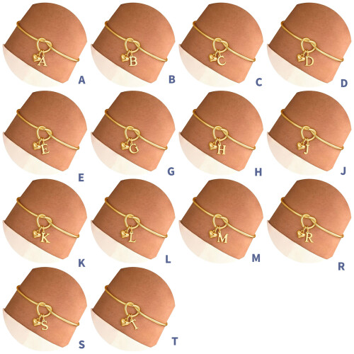 Bracelet à breloques avec lettres modernes, réglable, ouvert-J 2