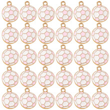 30 Soccer Theme Alloy Charm Hexagon Pattern Enamel Key-Pink