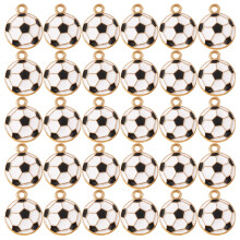 30Pcs Football Shaped Enamel Pendants For DIY Keyrings-Black