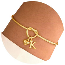 Stainless Steel Adjustable Love Knot Bracelet 14K Gold Plated-K