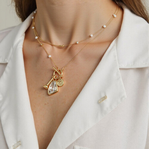 Multi Faceted Glass Necklace Creative Collarbone Chain Stylish 1