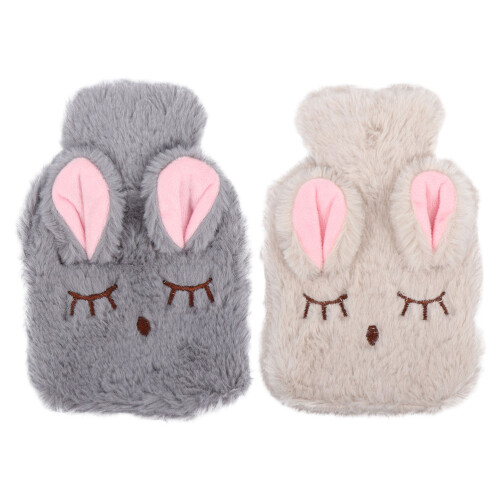 6Stk Plüsch Warmwasserbeutel Handwärmer Winter Gebrauch Beige Grau Set