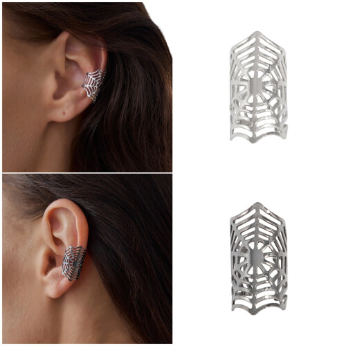 Boucles d'oreilles uniques en toile-Gun noir simple 372 1