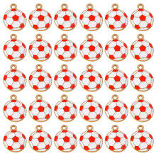 Voetbal geïnspireerd sleutelhanger charme 30PCS legering-Rood