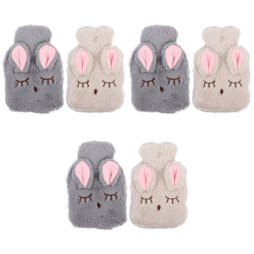 6Stk Plüsch Warmwasserbeutel Handwärmer Winter Gebrauch Beige Grau Set 2