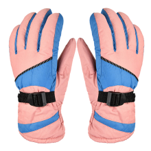Luvas de inverno infantis para brincar na neve, luvas térmicas impermeáveis para crianças, palma em couro PU antiderrapante, forro de lã, quentes
