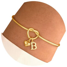 14K Gold Plated Heart Entwined Bracelet Stainless Steel-B