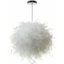 Elegant design fjær taklampe, myk belysning pendel til stue spisestue ganger soverom, 30 cm hvite kalkunfjær med