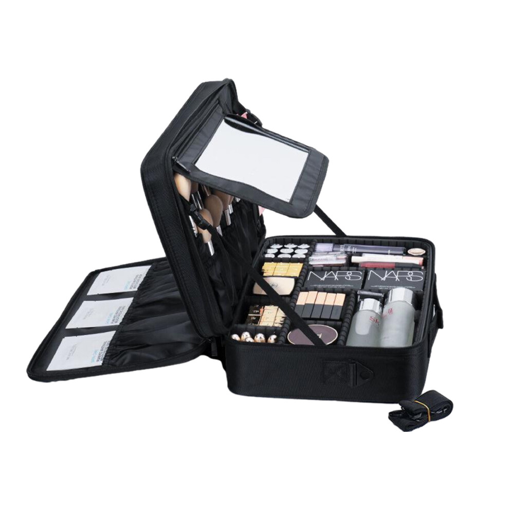 Professional Train Case, Large Capacity Makeup Case Waterproof Material With Adjustable Dividers For Customization, Portable Cosmetic Organizer For