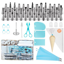 Decorative Piping Bags and Tips Sets, 90 Pcs Cake Decorating Kit with Pattern Chart and Foldable Storage Case for Beginners and Professionals