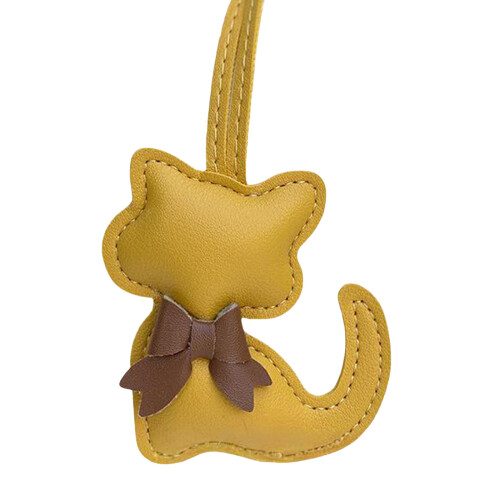 Modern PU Leather Keychain Pendant Cat Inspired Bowknot-Yellow