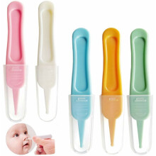 Oorwasverwijderaar voor baby's, roestvrij plastic neusreinigingspincet voor baby's, zachte en comfortabele handgrepen met textuur voor een