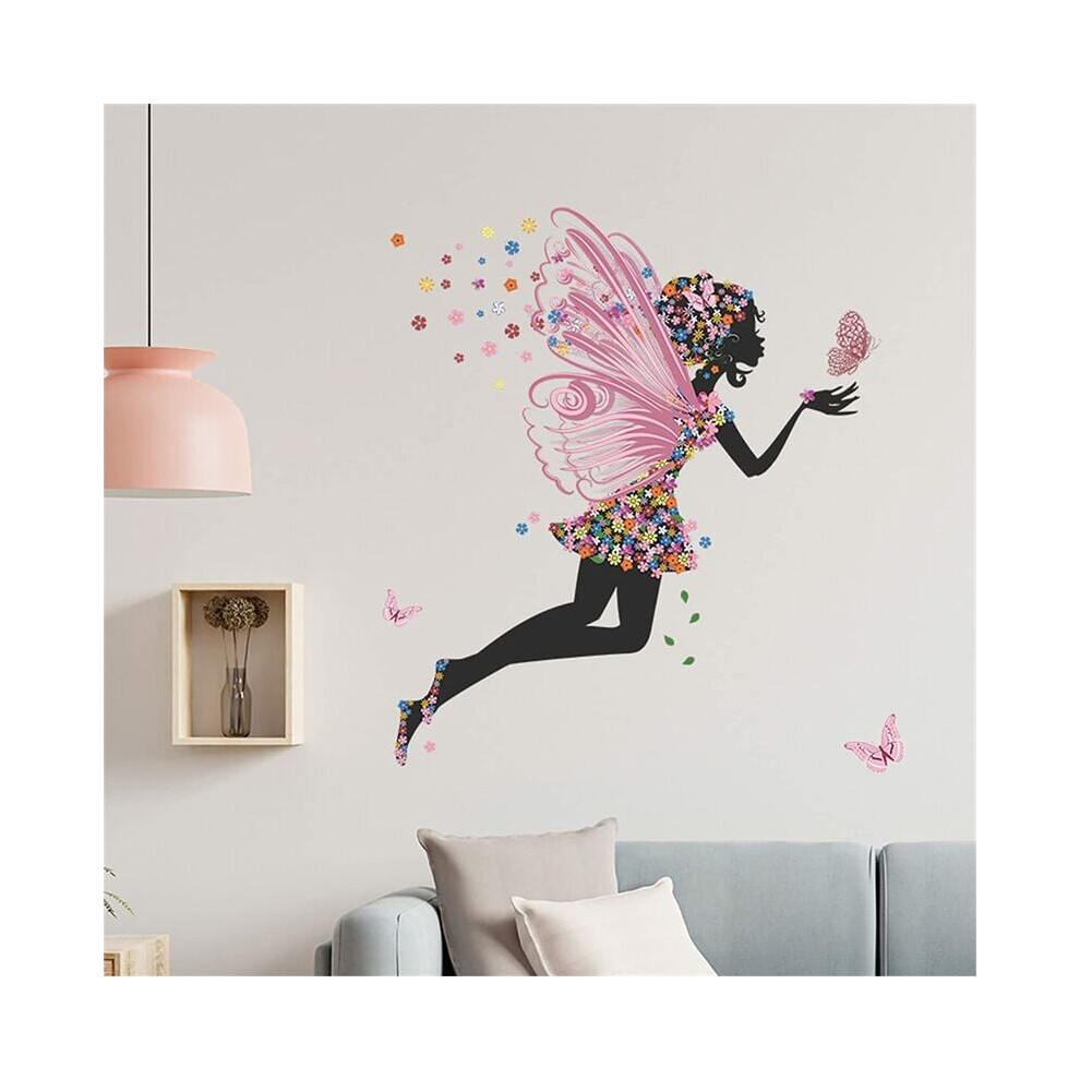 Adorable Girl Butterflies Wall Art For Playroom Mural, Peel & Stick Removable Vinyl Decor, Eco-Friendly Nursery Wall Decals
