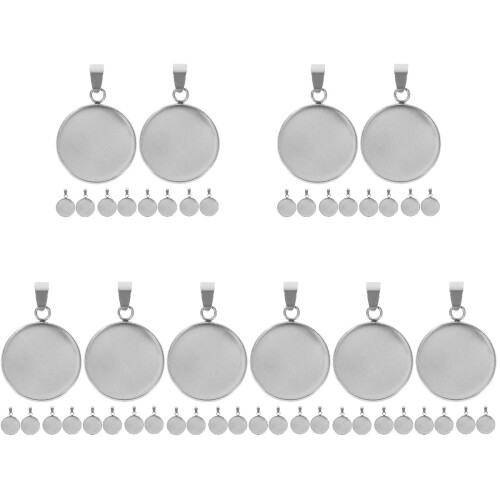 100Stk Silber Runde Anhängertrays DIY Schmuck Basis 2