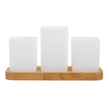 2Sets Küchenbesteckhalter Weiß Mit Großer Kapazität Aus PP Und Holz