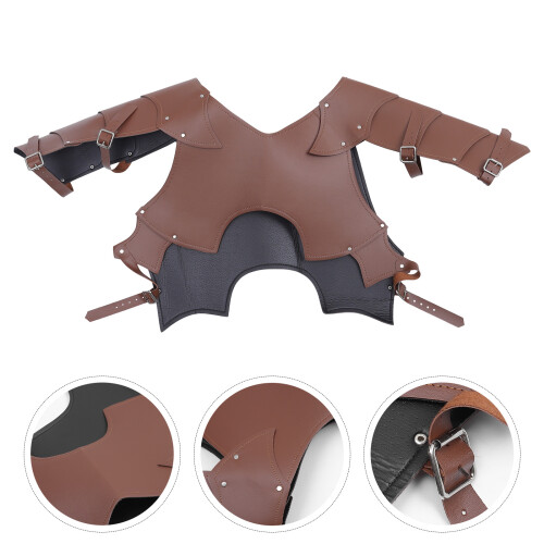 1Stk Braune PU Warrior Pauldron Schulterrüstung Herren Cosplay 2