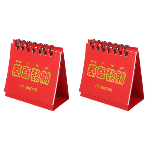 2Stk Dezenter Roter Mini Schreibtischkalender 2024 2