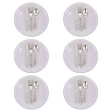 12Sets Mini Tischgeschirr ABS Weiß Besteck