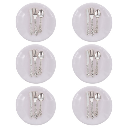 12Sets Kids Mini House Tableware ABS White Miniature Fork Spoon Set