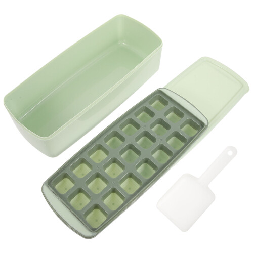 2Sets Mini Eiswürfelschalen Mit Deckel Und Behälter Olivgrün