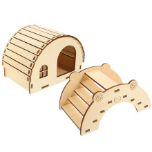 6Stk DIY Holzversteck Und Brücke Hamster Spielhaus in Beige