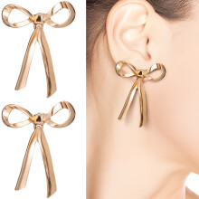 3Paare Goldfarbene Bow Earrings, Leichte Ohrhänger Für Frauen
