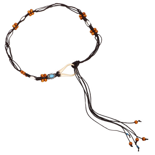 2Stk Boho Flechtgürtel Damen Baumwoll- Material Mehrfarbig