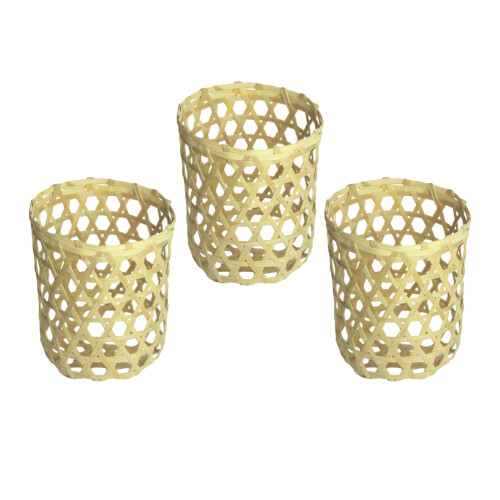 15Ud Decorativas De Botella En Bambú Beige Con Hexagonal