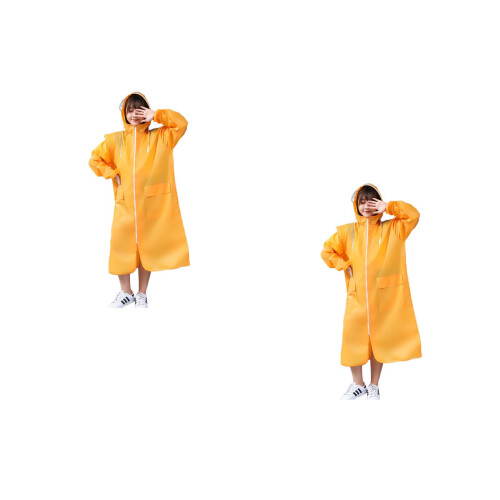 2Ud Chubasquero Reusable Amarillo Con Cordón Y Capucha 1