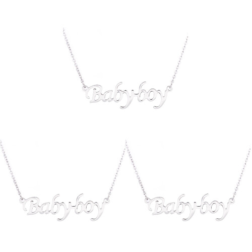 3Ud Collar Acero Inoxidable Con Letras Para Mujer 1