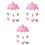 3Pièces Suspension Nuages Rose Décoratif, Résistant 3
