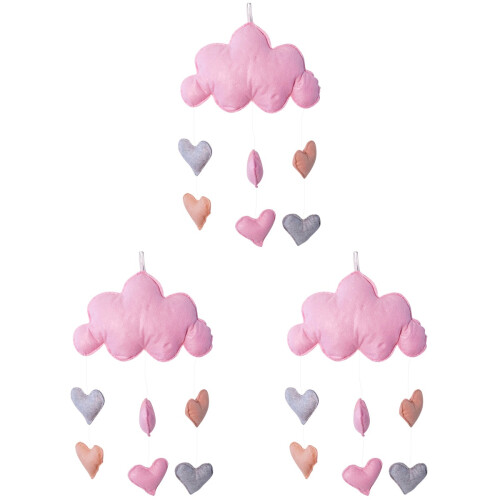 3Pièces Suspension Nuages Rose Décoratif, Résistant 1
