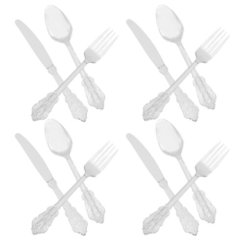 5Ensembles Kit Argentée Jetable Pour Repas Festifs 2