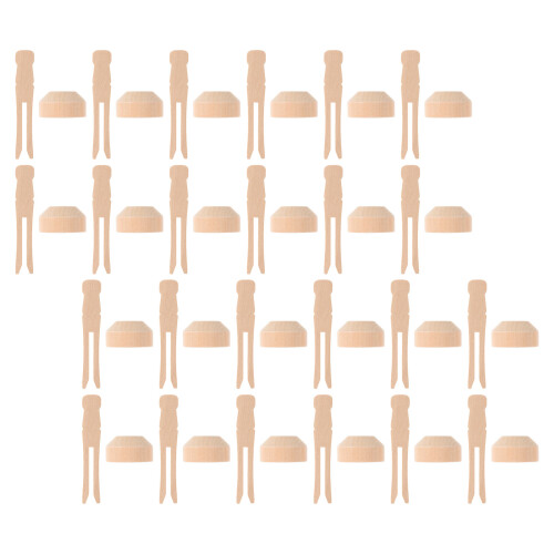 100Ensembles Pinces Bois Naturel Pour Poupées - Support Base Compact 2