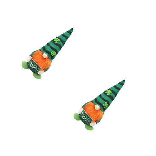 2Pièces Figurines Gnome Tomte Vert En Peluche Pour Décor Saint Patrick 2