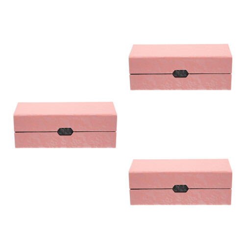 3Pcs Slim Pink Eyeglasses Storage Case Double Layer Fabric 2