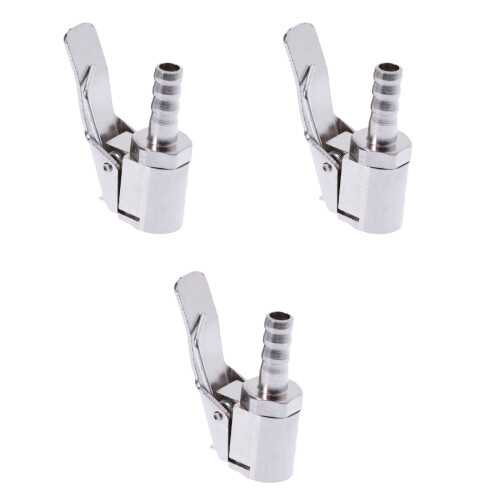 3Pcs 6Mm Brass Silver Pneumatic Pump Tyre Clamp Easy Attach 2