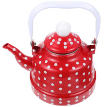 2Pcs Red Enamel Tea Kettle Vintage Portable Water Heating Pot