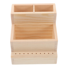 2Pcs Beige Nail Polishing Head Box Wooden Drill Bits Organizer Case