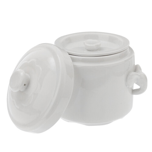 3Pcs Ceramic Stew Pots White Soup Bowls with Lid