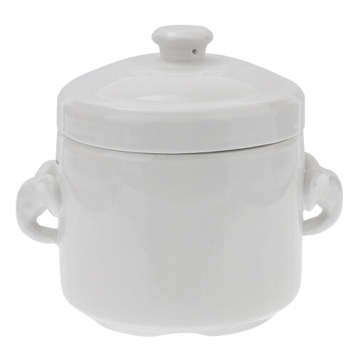 3Pcs Ceramic Stew Pots White Soup Bowls with Lid 1