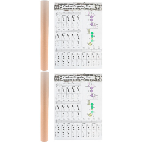 2Pcs Clarinet Chord Chart Poster Assorted Color Durable for Home Use 2