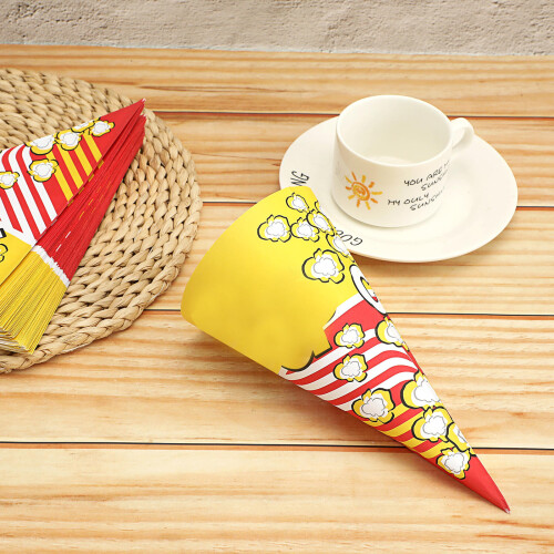 200Pz Sacchetti Popcorn A Cono in Carta Multicolor Per Snack E Feste 2