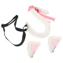1Set Kit Costume Gatto Con Orecchie Clip E Coda Rosa Per A Tema