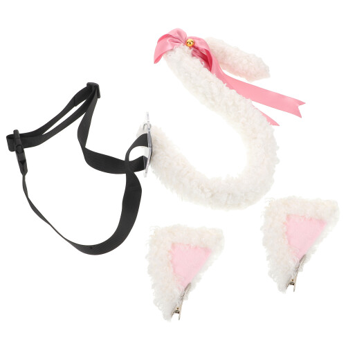1Set Kit Costume Gatto Con Orecchie Clip E Coda Rosa Per A Tema